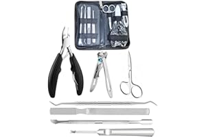 HOUSKITCH Set Cortaúñas Profesional,Alicates Uñas Pies Acero Inoxidable,Cortauñas Kit Profesional 7 piezas,Kit de Uñas Manicura y Pedicura para Mujeres y Hombres.