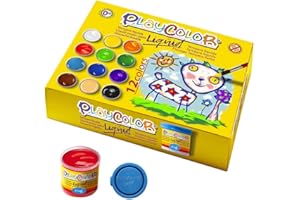 PLAYCOLOR - Lot de 12 pots de peinture gouache liquide - 40 ml. couleurs assorties