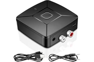 PUISENO Ricevitore audio Bluetooth 6.0 con decodifica LDAC Hi-Res, Hi-Res Audio Gold Standard certificato, ricevitore Bluetooth Aux con 3,5 mm e 2 uscite RCA, compatibile con altoparlanti, amplificatori