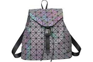 MARBER Damryggsäck självlysande geometrisk nattglowing mode färgglad rombisk dagryggsäck ryggsäck väskor för kvinnor flickor