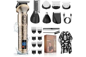 Bestauty Taglia Capelli Professionale per Uomo, Rasoio Barba Uomo, Tagliacapelli Uomo Professionale, 6 In 1 Kit Ricaricabile Macchinetta per Capelli Professionale per I Regali da Uomo, Bronzo