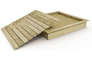 Wickey Bac à Sable avec Couvercle King Kong – Design Spacieux et Robuste, Bois de Haute Qualité, 195x195 cm, Couvercle Protecteur, Parfait pour Jeux de Jardin Familiaux