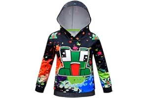 DELANHON Boys Girls Youtuber Gamer Merch Hoodies 3D Cool Hoody Funny Pullover Sweatshirts Long Sleeve Hooded Jumpers 4-13 Years