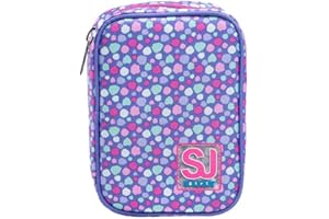 SJ GANG STYLE JAM GANG Astuccio Scuola, SPEED PAD, LOVELY DOTS, Portapenne Monozip Totalmente Accessoriato, Plance Amovibili, Tessuto 100%