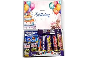QLV Happy Birthday Chocolate Gift Box. Letterbox Friendly Gift Hamper. Birthday Gifts For Women, Kids Gifts And Gifts For Men. 10 full Size Milk Chocolate Bars In A Chocolate Selection Box.