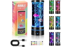 Nastopee Bubble Fish Lamp, Colour Changing Lava Lamp, 3AA or USB Powered Mood Light with Remote Control for All Ages for Home Office Decoration Relaxion(Battery not Included)
