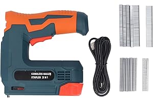 XIUGANPO USB Charging Electric Nail Gun, 2000mAh Lithium Ion Battery Powered Stapler, Portable Cordless Brad Nailer with 100 Staple Capacity, Electric Staple Gun for Carpentry, Woodworking