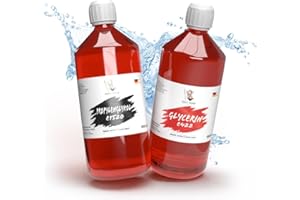 POPY TRADE pflanzliches Glycerin VG E422 & Propylenglykol PG E1520 I 99,5% Pharma-Qualität I Für Nebelmaschinen, Diffusor, Vernebler, Hautpflege, Kosmetik & DIY-Projekte (Je 1L PG/VG)