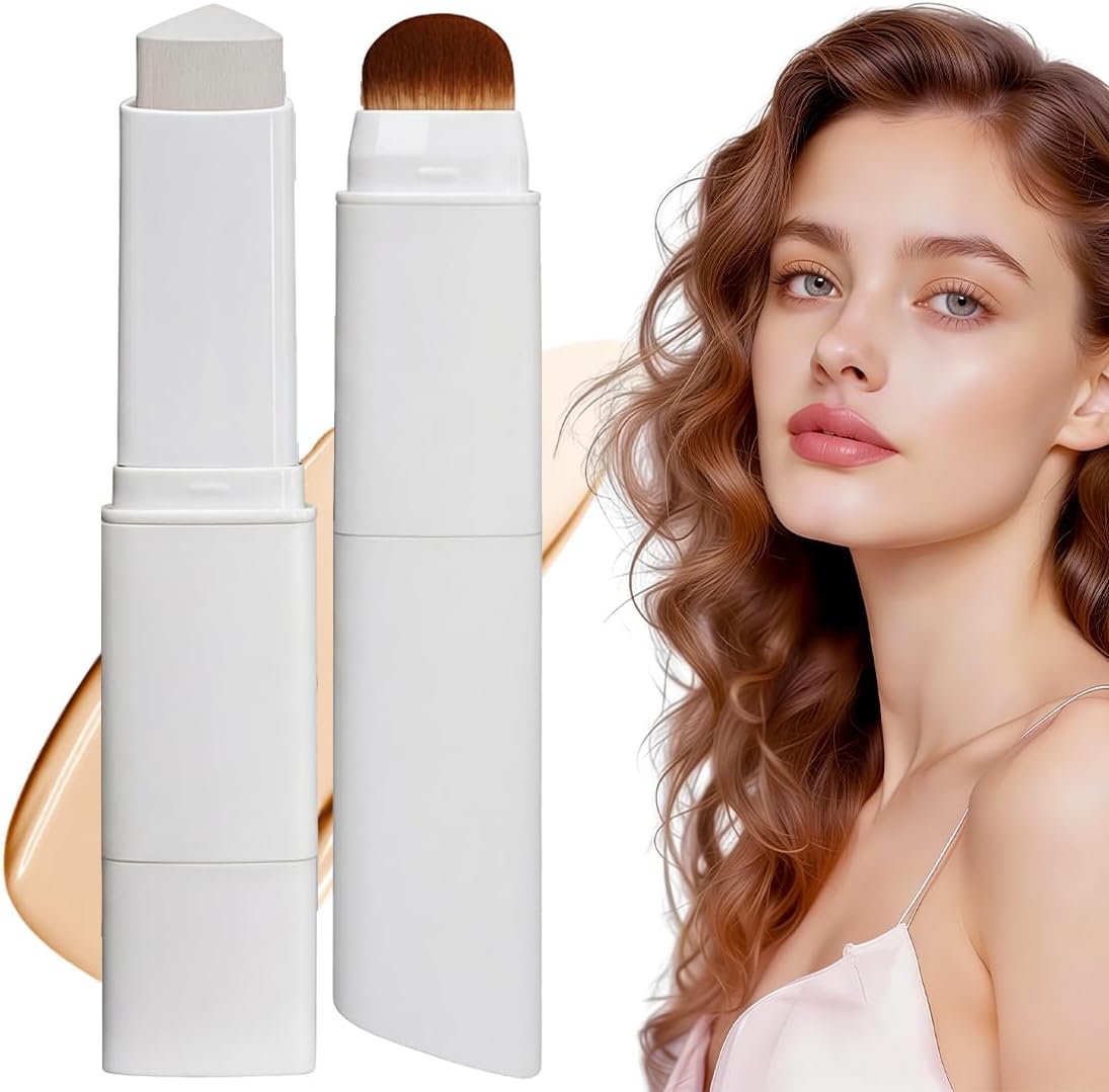 IWIDYA Base Maquillaje Barra Chartming Con Brocha,Crema Blanca Cambia De Color,Corrector Alta Cobertura,Resistente Agua Y Al Sudor,Base coreana,Consigue un maquillaje natural (Medium)-F