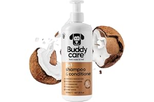 Buddycare Shampoo e balsamo per cani | Al Profumo Di Cocco | Con Aloe Vera e Pro Vitamina B5, 2 in 1, 500 ml