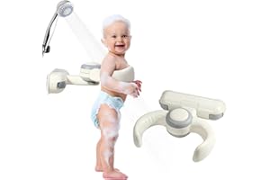 Orzbow Uchwyt pod prysznic dla niemowląt, uchwyt do kąpieli dla niemowląt na 6-36 miesięcy, stabilne i mocne ssanie, odpowiedni do wszystkich gładkich powierzchni, odporny na pleśń i wilgoć, szary