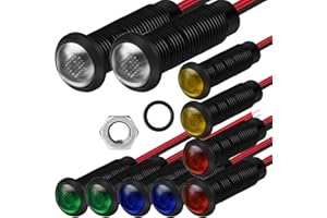 Gebildet 10pcs LED in Plastica Spia Luminosa AC/DC 12-24V Foro di Montaggio Dimensione 6mm (Rosso/Arancione/Blu/Verde/Bianco)