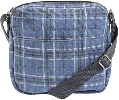 blue tartan bag