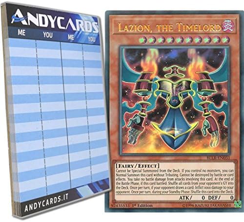 Yu-Gi-Oh! - LAZION, THE TIMELORD - Ultra Rare BLLR-EN031 in ENGLISH + Andycards Scorepad