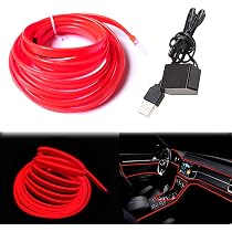 Tubo flessibile USB EL Wire rosso, 3 m / 9,8 FT DC 5 V neon luci ...