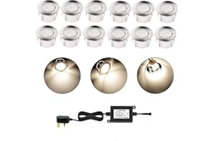 CISLAN 45mm LED Decking Floor Lights IP67 Waterproof Warm White Decorative Recessed Light for Outdoor, Garden, Floor Tile, Staircase, Wall Corner, Bathroom