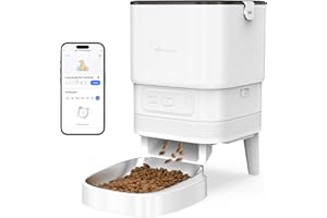 APETDOLA Automatyczny dozownik karmy dla kotów 4L, dozownik karmy dla kotów, dyktafon 10s, 1 do 10 posiłków dla kotów i psów (biały, 4L-2,4G)