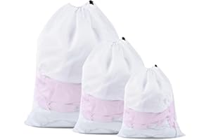 XULEGGNK Wäschesack Waschmaschine, 3 Wäschebeutel Mit Kordelstopper, Groß Wäschenetz, Wiederverwendbarer Wäschenetzbeutel Mesh, Für BH, Unterwäsche, Babywäsche(30 * 40cm,40 * 50cm,60 * 80 cm)