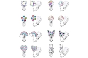 HTTDSLF 6 Paia Orecchini a Clip per Ragazze, Accessori per Gioielli da Principessa, Orecchini Piccoli per Bambine, Bambina Clip, Senza Buco Carino Colorati, Gioielli Regali per Donne Ragazze