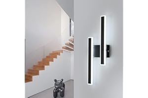 Comely Kinkiety LED Wewnętrzne 32 W Nowoczesne kinkiety Ciepłe/Naturalne/Białe światło 3 poziomy jasności Kinkiet Oświetlenie Czarny do Sypialnia Salon Korytarz Schody Czarny