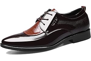 Hoefirm Chaussures Homme Ville Cuir Derby Chaussure Vernis Habillées Classiques Formelles Affaires Mariage