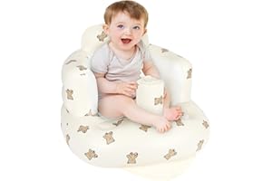 Alaoo Inflatable Baby Chair,Infant Back Support Sofa for Babies 3 Months and Up Summer Inflatable Baby Seat for Sitting Up, Baby Shower Chair Baby Outdoor Seat Floor Seater,Love Bear Pattern