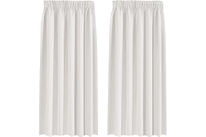 BellaHills Lot de 2 rideaux occultants plissés pour chambre à coucher, protection de l'intimité, isolation thermique, pour salon, 117 x 137 cm, ivoire