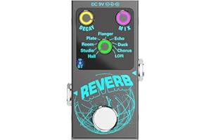 Laroal Efecto de reverberación Digital para Guitarra, 9 Tonos de reverberación, Pedal de Efectos de Guitarra, acompañamiento, decaimiento/Mezcla, perillas de Control Luminosas