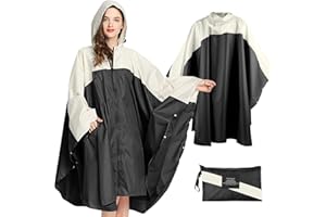 SOPPY Regenmantel für Frauen, Langer Regenponcho wasserdichte Regenbekleidung Regenjacke Winddichte Regencape Raincoat Regenschutzbekleidung mit Pattentasche Kapuze Tunnelzug
