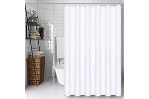 CXTAI Blanco Cortina de Ducha Baño 180x200 cm - Antimoho y Repelente al Agua, Lavable, de Poliéster, con 12 Ganchos