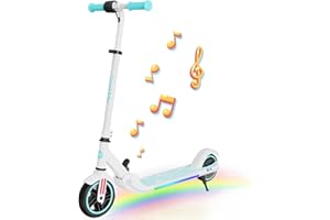 GeekMe Trottinette Electrique Enfant, Trottinette Enfant avec poignée et Vitesse réglable, Scooter avec néons colorés, Connexion Bluetooth Intelligente et Haut-Parleur, Cadeau pour Enfants 6-12 Ans