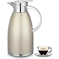 2.3 Litre Stainless Steel Thermal Carafe, Double-Wall Insulated Vacuum Jug, Vacuum Insulated Coffee Pot with Press Button Top, 6 Hrs Heat & Cold Retention, for Coffee,Milk,Tea,Beverage,Juice