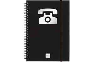 Finocam - Rubrica telefonica a doppia spirale con chiusura a elastico | 48 fogli | Agenda A5 con rubrica telefonica rilegata a doppia spirale - colore Nero