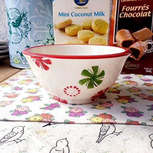 Cunguang Christmas colorful small bowl, creative hand painted ceramic bowl, wave point candy color rice bowl, underglaze color creative daily porcelain,Flower