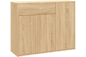 vidaXL Sideboard, Kommode mit viel Stauraum, Schrank mit 1 Schublade 3 Türen, Mehrzweckschrank Anrichte für Wohnzimmer, Sonoma-Eiche Holzwerkstoff