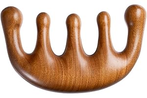 FOZKIERY Peigne de massage en bois avec dents larges, masseur du cuir chevelu, peigne à dents rondes, outil de massage manuel de drainage lymphatique Gua Sha, masseur acupoint pour soulager la fatigue