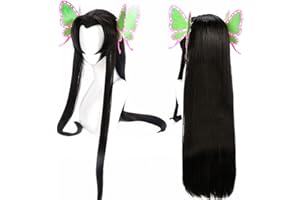 Liamiona Kochou Kanae Anime Długa prosta peruka Cosplay z dwoma motylkami Klipsami Halloween Party Costume Peruka z czapką