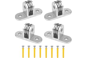 CHOONJIN 4 Pièces Poulies de Levage Mouflage pour Cable, 60mm Section Verticale Poulie Simple, Roulette Rail Portail Coulissan Acier Inox, Bloc de Poulie avec 8 Vis, pour Corde à Linge, Cordes