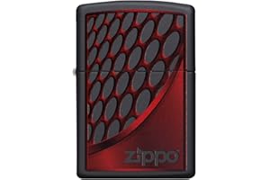 Zippo Briquet Tempête - Color Image Rouge et Chrome avec Finition Noire Mate - Rechargeable - Réutilisable - Design Coupe-Vent - Coffret Cadeau Fabriqué aux États-Unis
