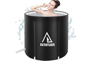 STARBRILLIANT Portable Foldable Bathtub, Separate Family Bathroom SPA Tub, Soaking Standing Bath Tub for Shower Stall, Efficient Taintenance of Temperature, Ideal for Hot Bath Ice Bath (Black 43)