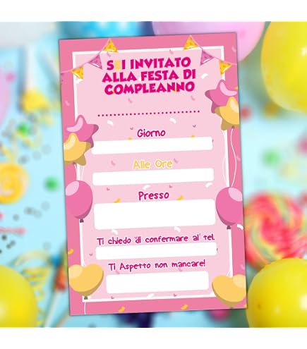 Biglietti Invito Compleanno Bambini Arcobaleno – Set 12 Pezzi Con Buste, Formato Cartolina, Per Festa Di 10 Anni