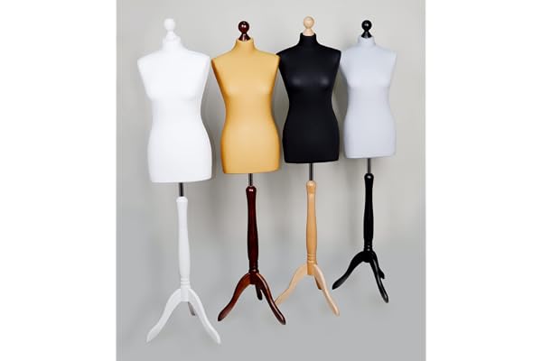 AILANT Mannequin de Couture, Buste de Couture Femme Sizes XS-XXL (Cover White/Stand Light Wood, 40/42)