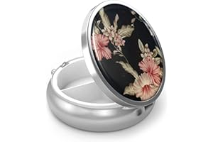 HEIGUDAN Portable Pill Box Moisture Proof Pocket Pill Organizer Dispenser Cute Compact Nice Tablet box Travel Daily Pill Case Store Vitamins Medicines Fish Oil Pill Boxes With Compartments (BLACK)