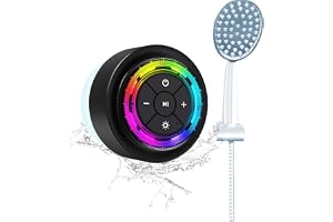 Xleader SoundAngel matta (3:e gen) Pro Bluetooth-duschhögtalare, musikbox liten, certifierad IPX7 vattentät, 8 W kristallljud och rik bas, 15H speltid, med RGB, sugkopp, silikonsnodd