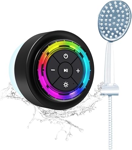 XLeader SoundAngel Mate (2nd Gen) Pro Shower Speaker, Certified IPX7 Waterproof Bluetooth Speaker, Crystal Sound & Rich Bass, 12 Hours Playtime, with Suction Head and Lanyard, Pink Gold