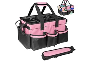 Nzkeuf Cleaning Caddy Bag, Extra Large Cleaning Tote Bag Multi-Compartment with Detachable Divider, Carry-On Cleaning Organiser for Housekeepers, Janitors, Car Detailing, and Commercial Cleaning
