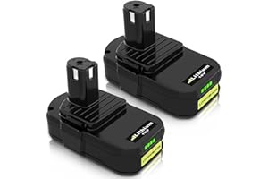 2 Pack Powayup RB18L50 pour Ryobi Batterie 18V 3000mAh Lithium de Remplacement pour Ryobi BPL1815 BPL1820G BPL1820 BPL18151 P102 P103 Outil électrique sans Fil