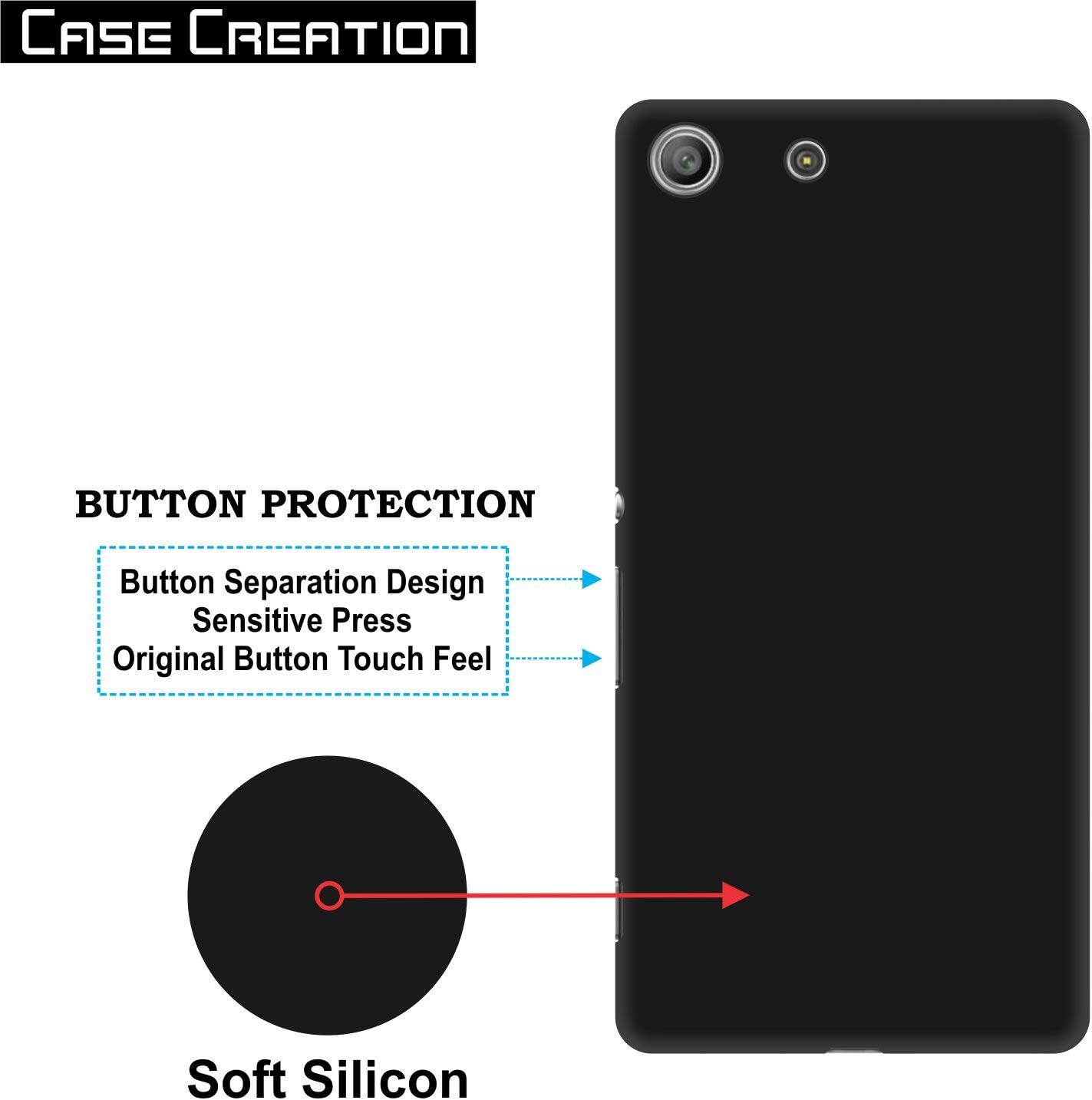 Case Creation Back Cover for Sony Xperia M5,Shock Proof Thin Soft Silicone TPU Silicone Flexible Black Silicone Back…