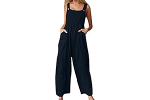 Acrawnni Women's Dungarees Vintage Floral Printed Loose Casual Baggy Sleeveless Overall Long Jumpsuit Playsuit Trousers Pants Romper