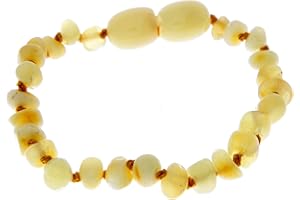 SilverAmber Jewellery UK New Raw or Polished Baltic Amber Anklet Bracelet - Handmade 100% Genuine Amber Beads - Premium Quality - Cognac, Mix, Lemon, Honey, Cherry or Ombre - Sizes 12-27 CM